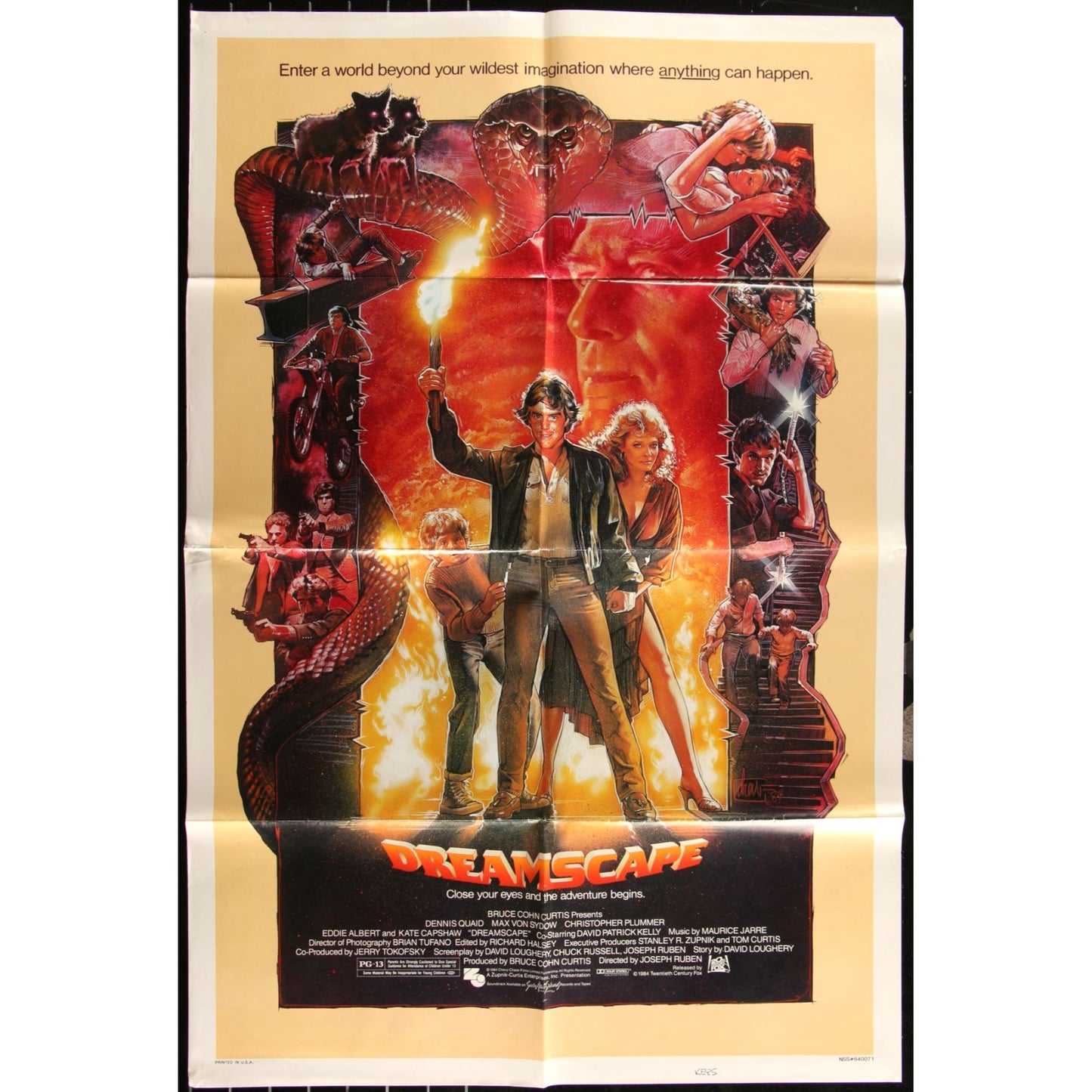 Dreamscape (1984) Original Movie Poster 27x41 Dennis Quaid 80's Adventure EM4-7