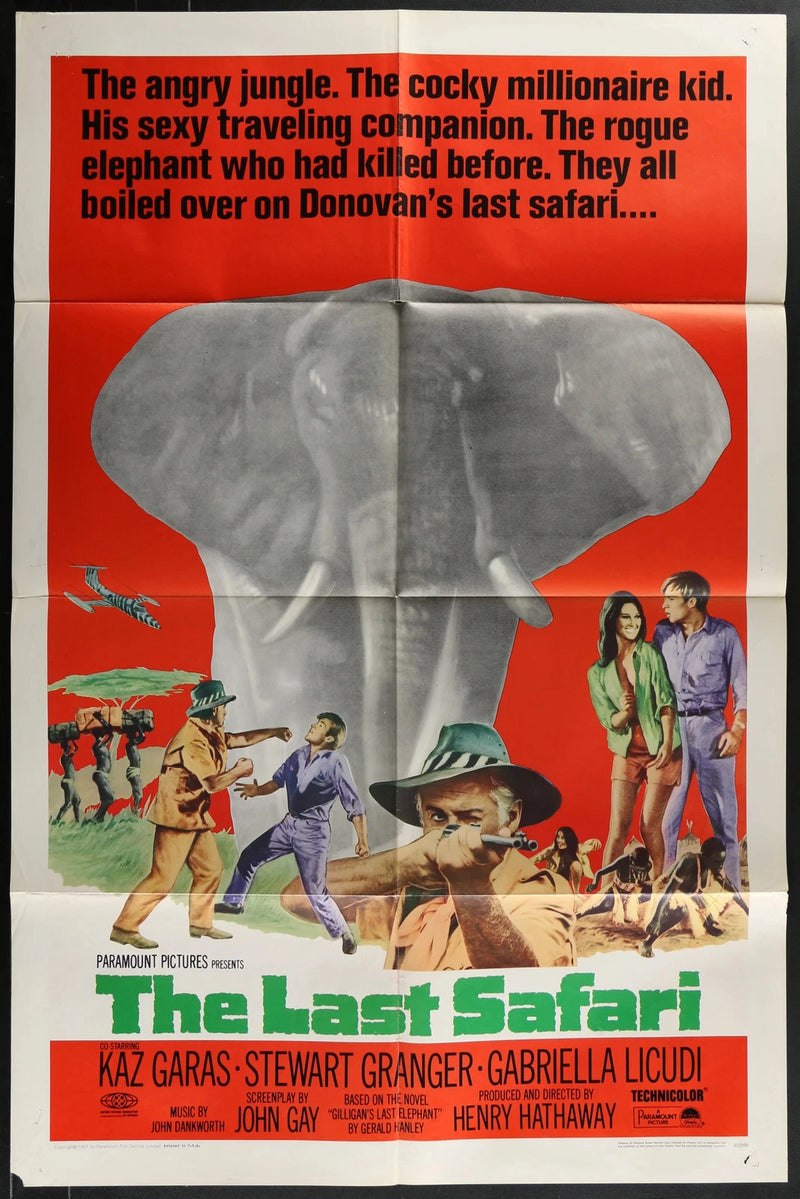 The Last Safari 1967 Stewart Granger Adventure Poster 27x41 Jungle