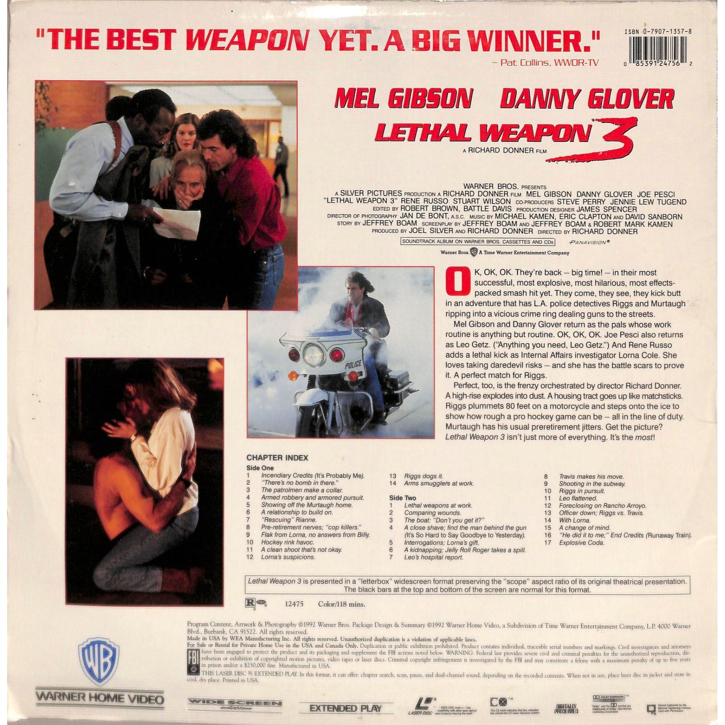 Lethal Weapon 3 (1992) Laserdisc