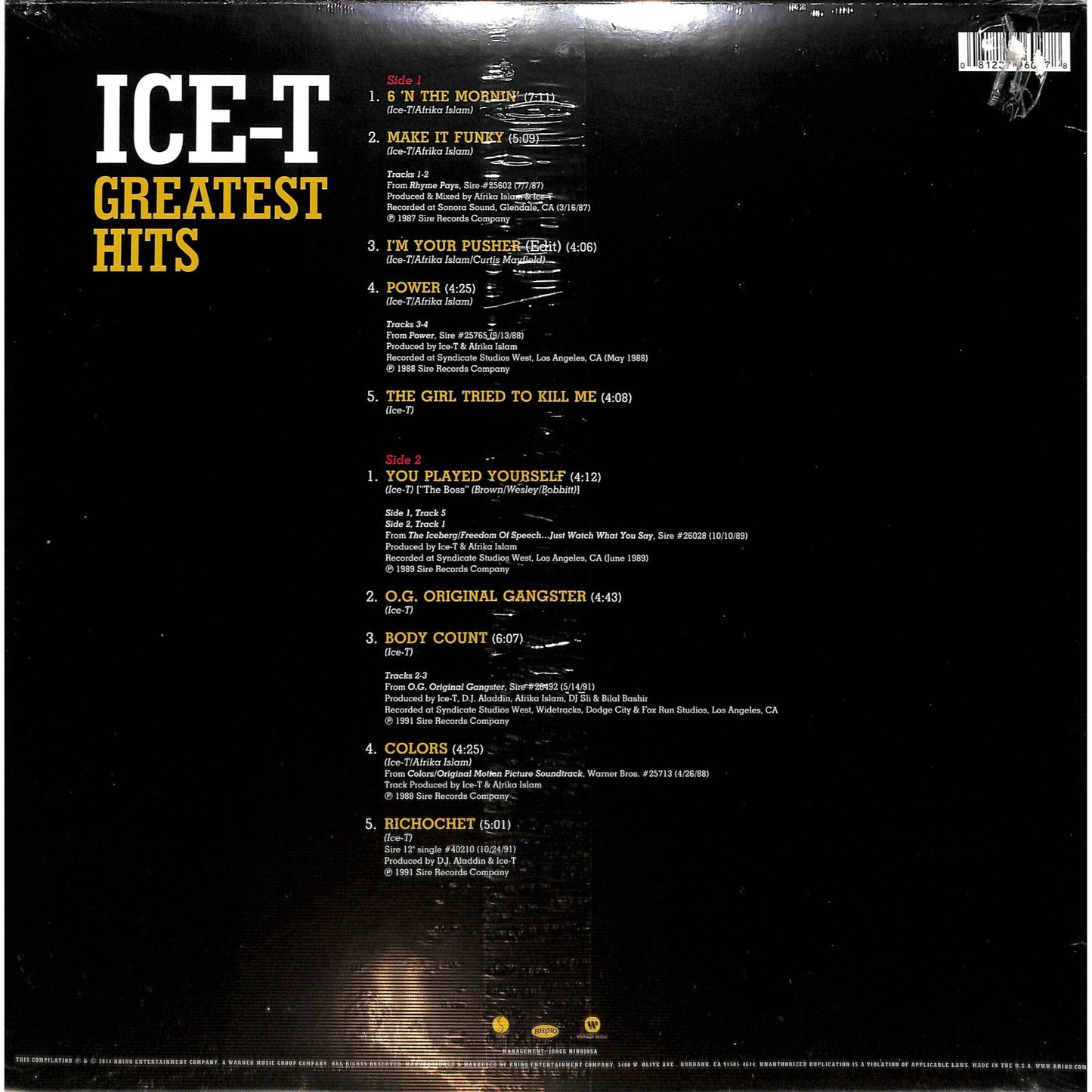 Ice-T Greatest Hits Record Store Day 2014 Exclusive Sealed