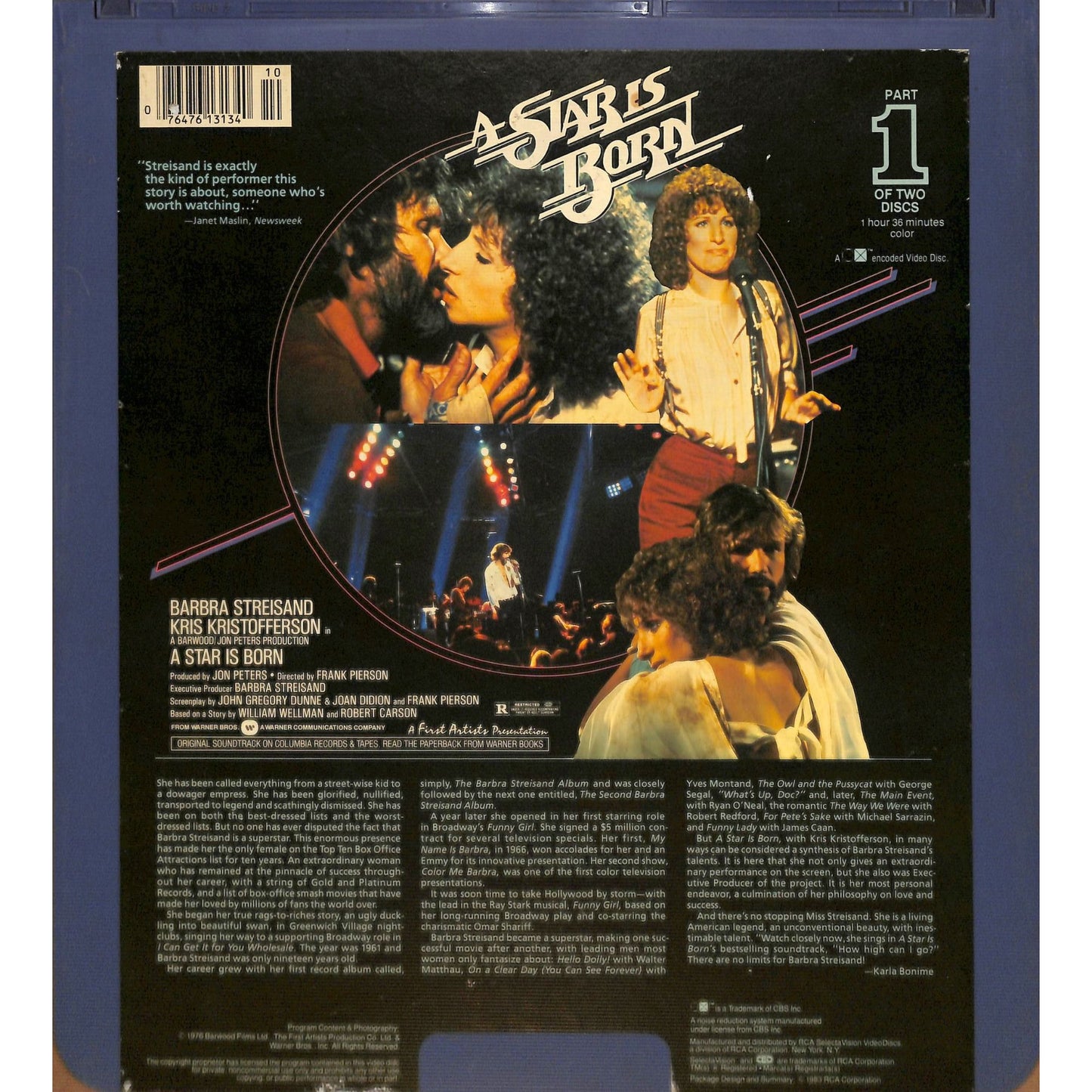 A Star is Born (1976) Vintage CED Videodisc TESTED WORKING