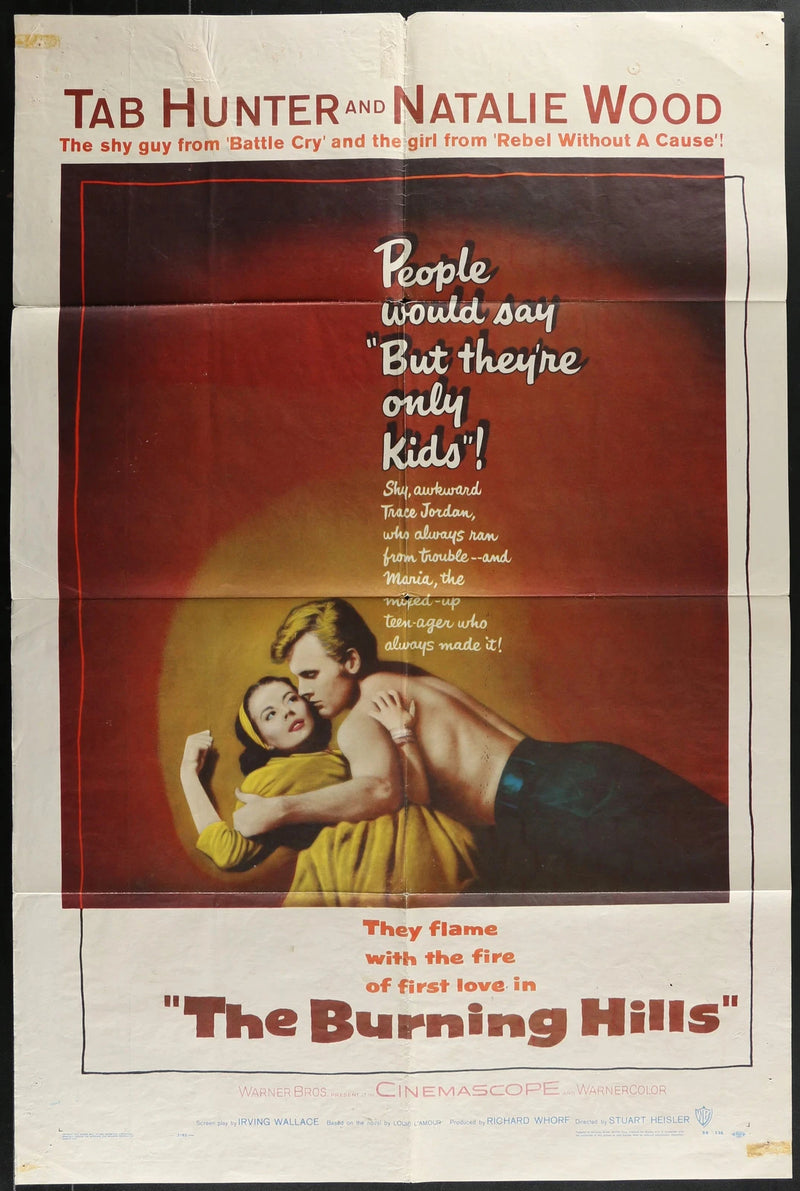 The Burning Hills 1956 Original Movie Poster 27x41 Tab Hunter Natalie Wood