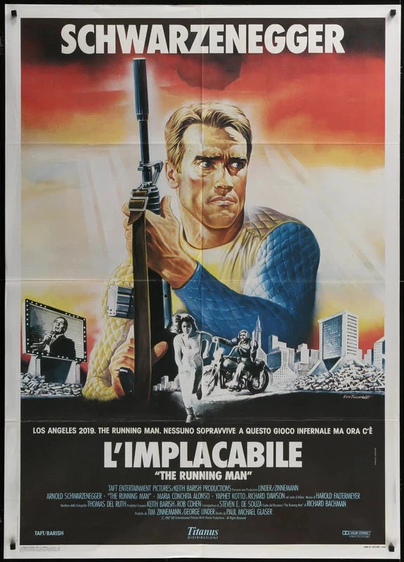 The Running Man 1987 Original Italian 1P Movie Poster 39x55 Schwarzenegger