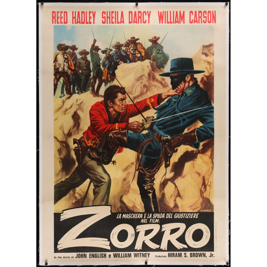 ZORRO'S FIGHTING LEGION Italian (1963) Linen backed Movie Poster 39" x 55"