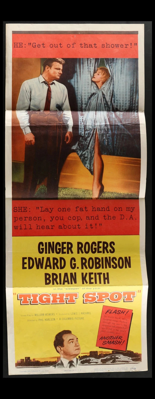 Tight Spot (1955) Original Movie Poster Insert 14x36 Ginger Rogers Crime
