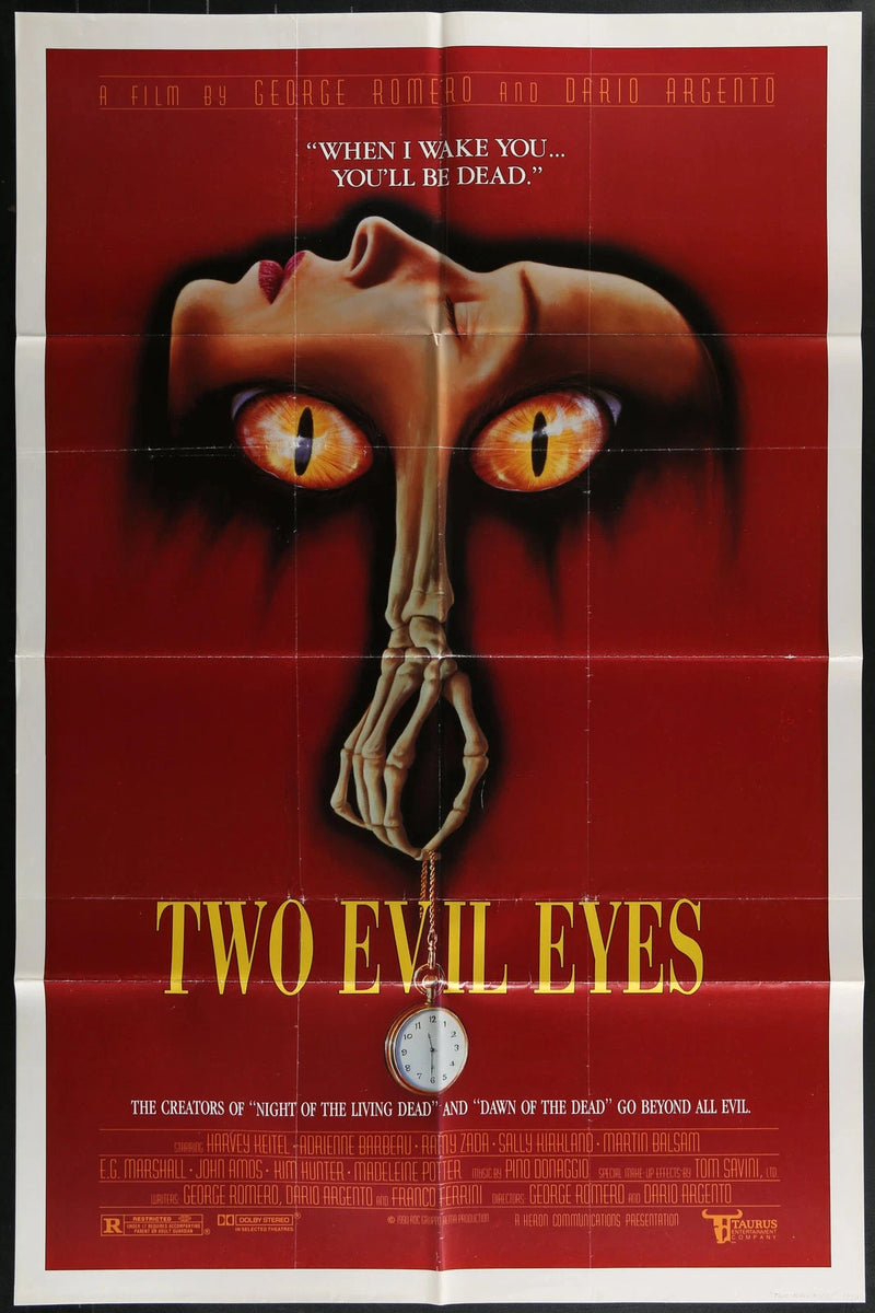 Two Evil Eyes (1990) Original One Sheet Horror Poster Folded 27x41