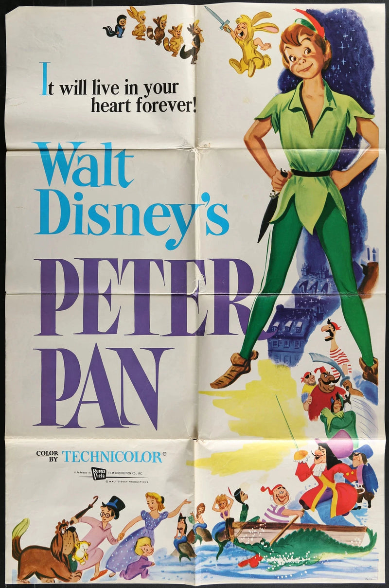 Peter Pan (1976) Disney Re-Release Original One Sheet Poster 27x41
