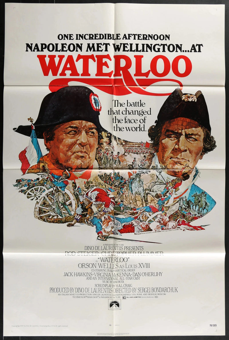 Waterloo 1970 Original Movie Poster 27x41 Rod Steiger Christopher Plummer Epic