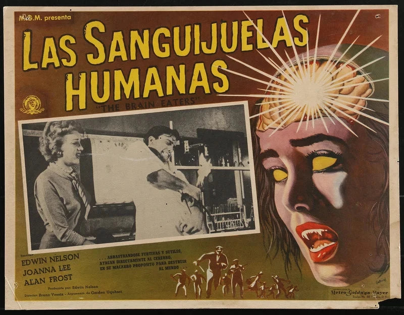 Brain Eaters 1963 Mexican Lobby Card 12.5x16.25 Contreras Sci-Fi Horror AIP