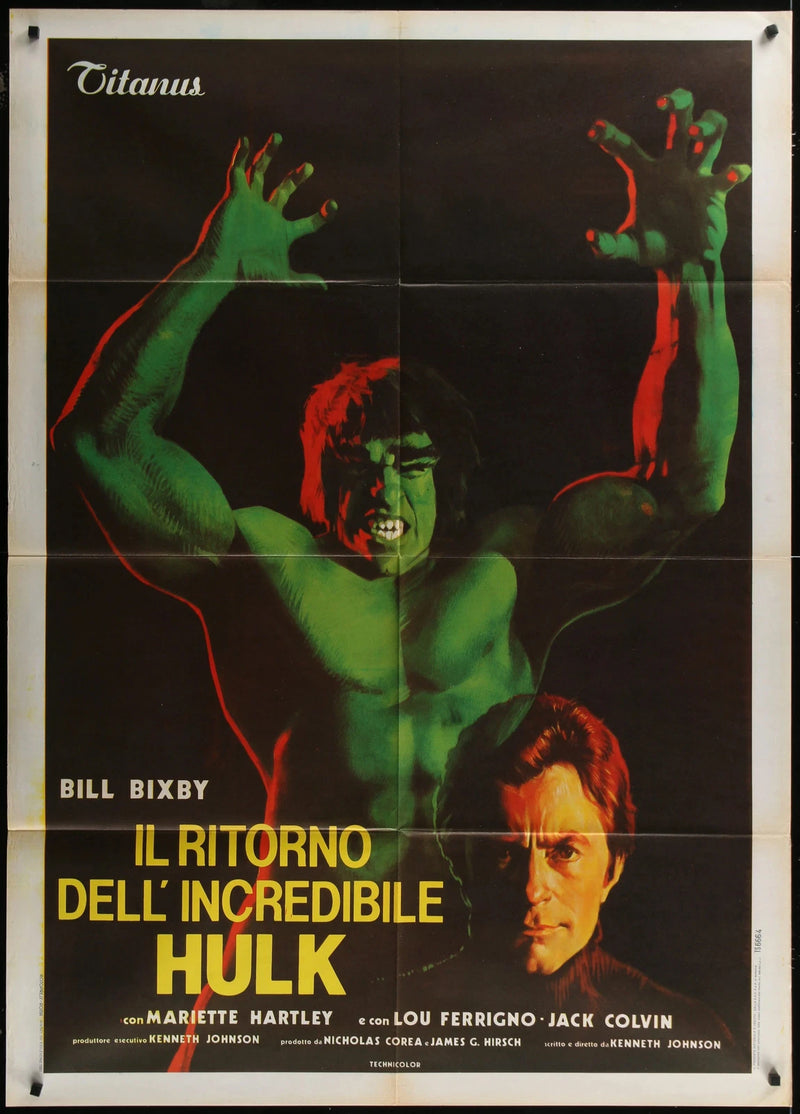 The Incredible Hulk Returns (1988) Original Italian Movie Poster Folded 39x55
