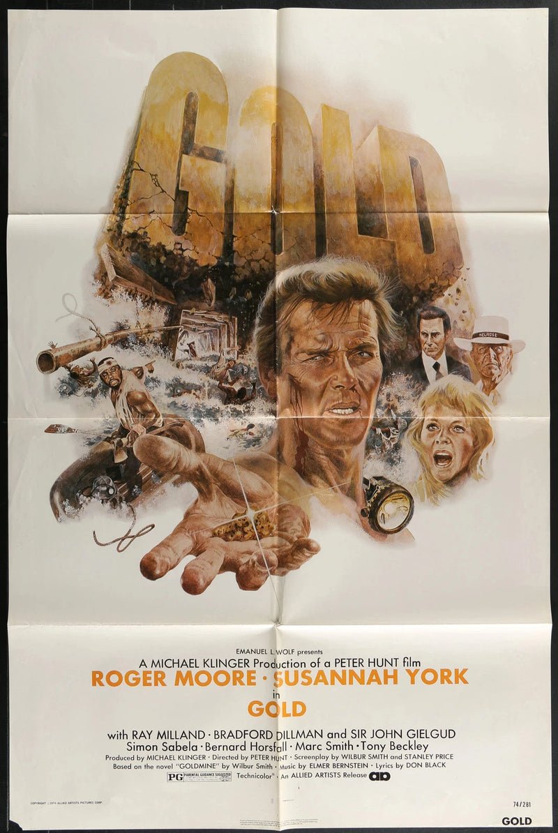Gold (1974) Original Movie Poster One Sheet 27x41 Roger Moore Susannah York Film
