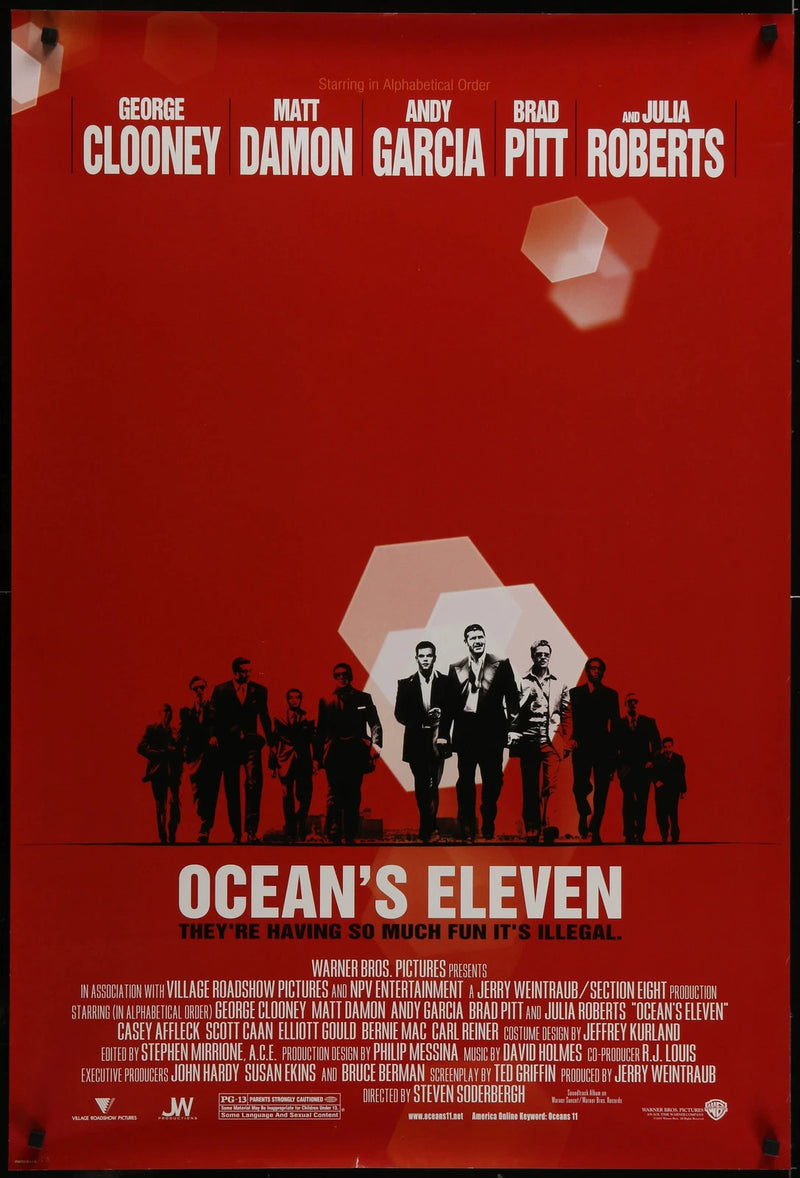 Ocean’s Eleven (2001) Original Movie Poster 27x40 DS Clooney Pitt Heist
