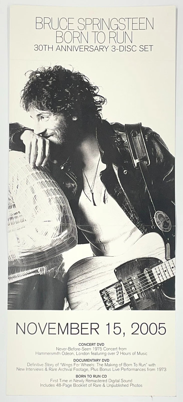 Bruce Springsteen Born to Run 30th Anniversary 2005 Poster Folded 12x28