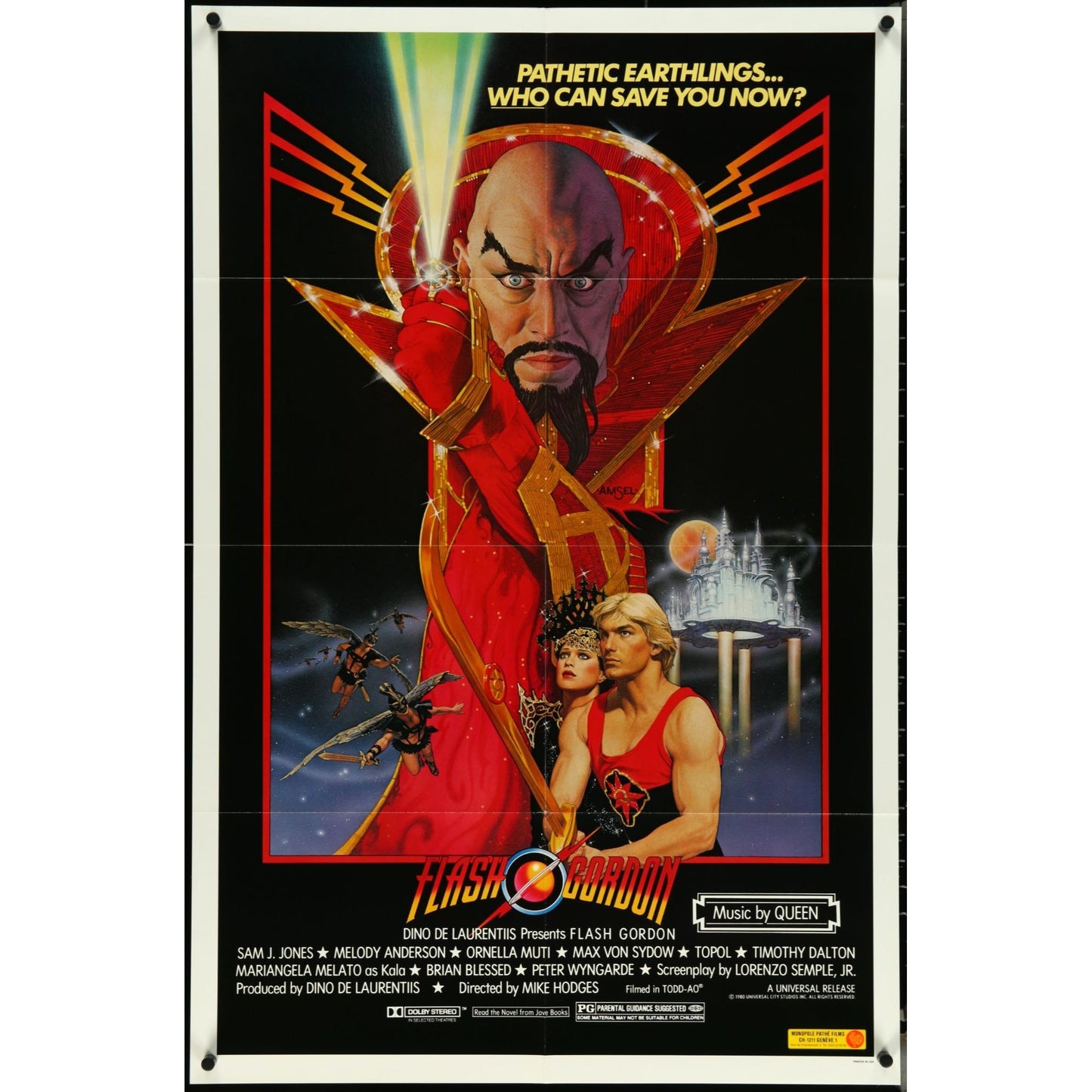 Flash Gordon (1980) Original Movie Poster 27x41 Folded Sci-Fi Adventure EM2B6