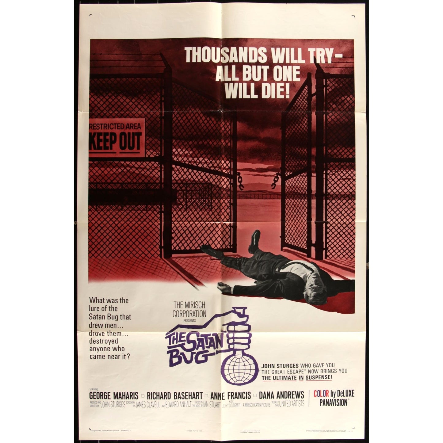 The Satan Bug (1965) Orig. Movie Poster 27x41 George Maharis Bio Thriller EMP33