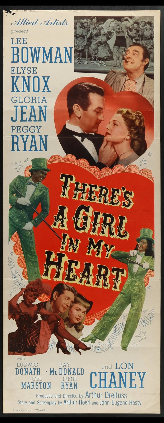 There’s a Girl in My Heart (1949) Original Insert Movie Poster Folded 14x36