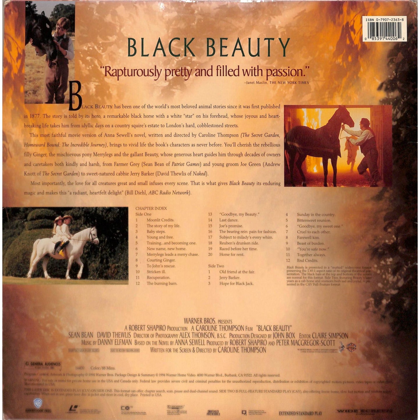 Black Beauty (1994) Laserdisc