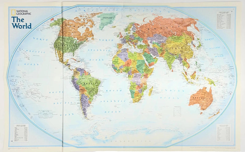 Vintage 2004 National Geographic The World Satellite Supplement Poster Map Print