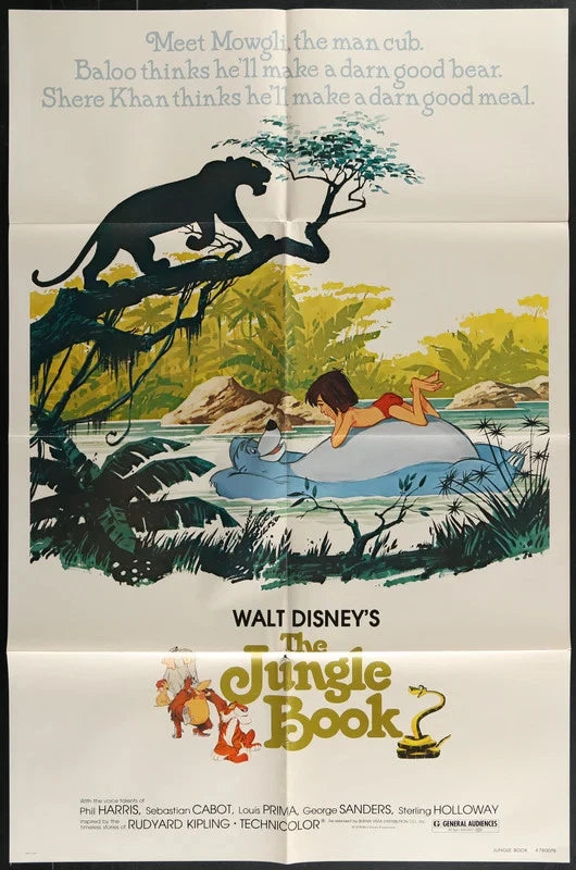 The Jungle Book (1978) Original Disney Movie Poster 27x41 Mowgli Baloo ShereKhan