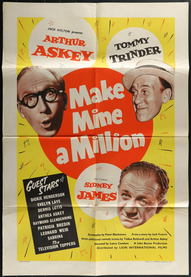 Make Mine a Million (1959) Original British Movie Poster Folded 27x41