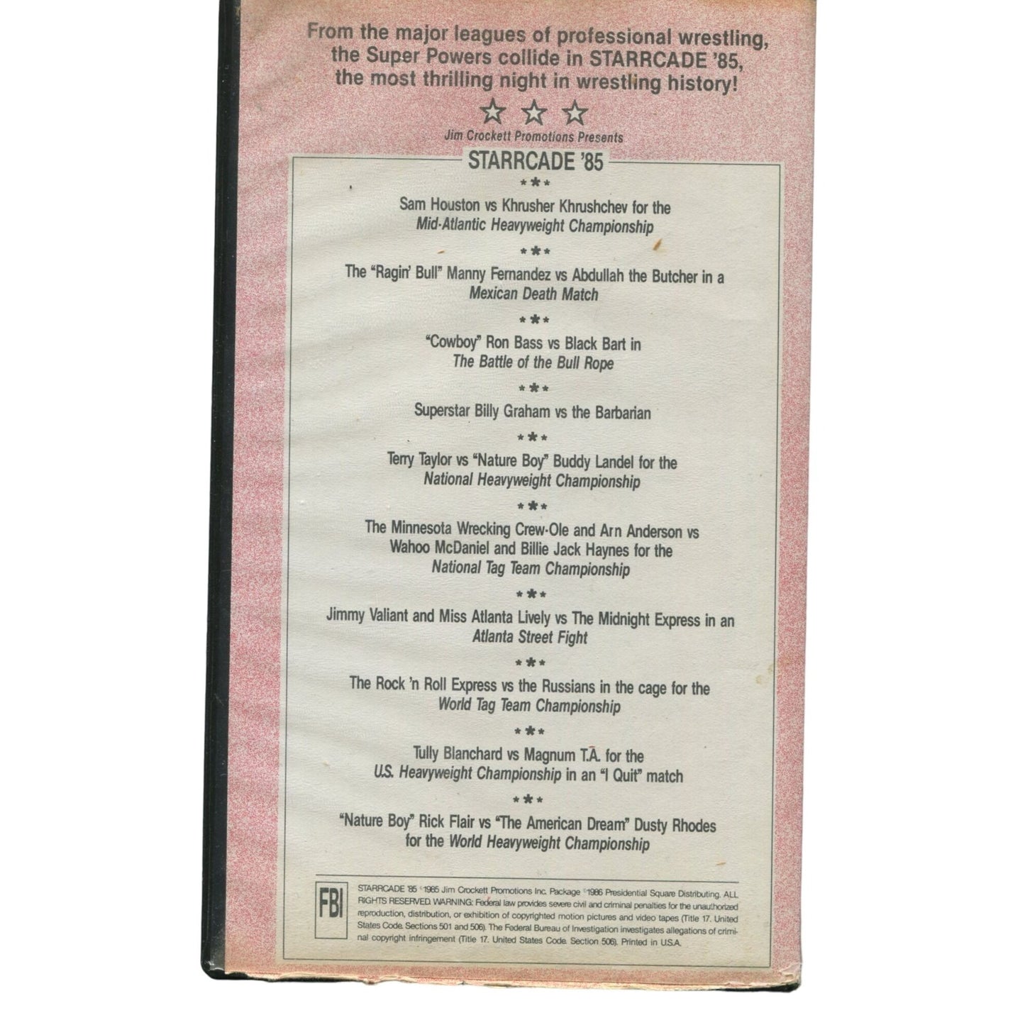 Starrcade '85: The Gathering (1985) Wrestling VHS Tape