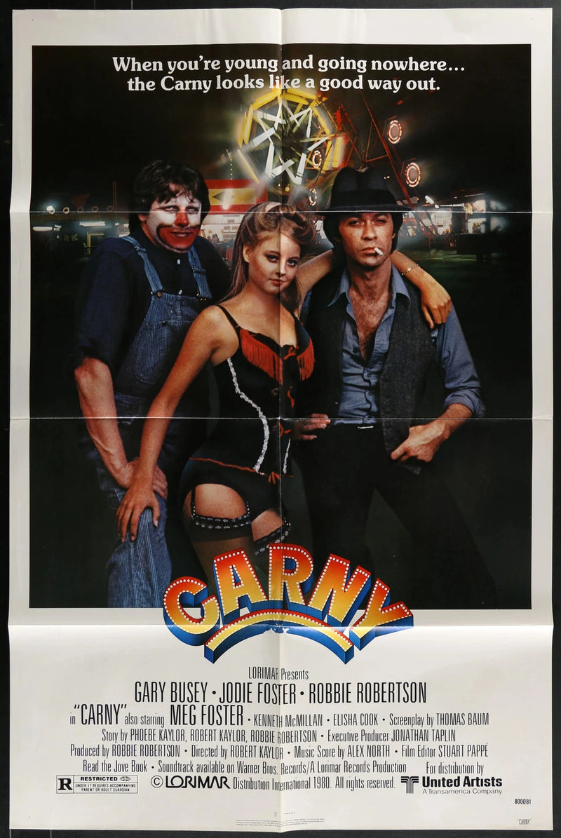 Carny 1980 Gary Busey Jodie Foster Carnival Drama Film Poster 27x41