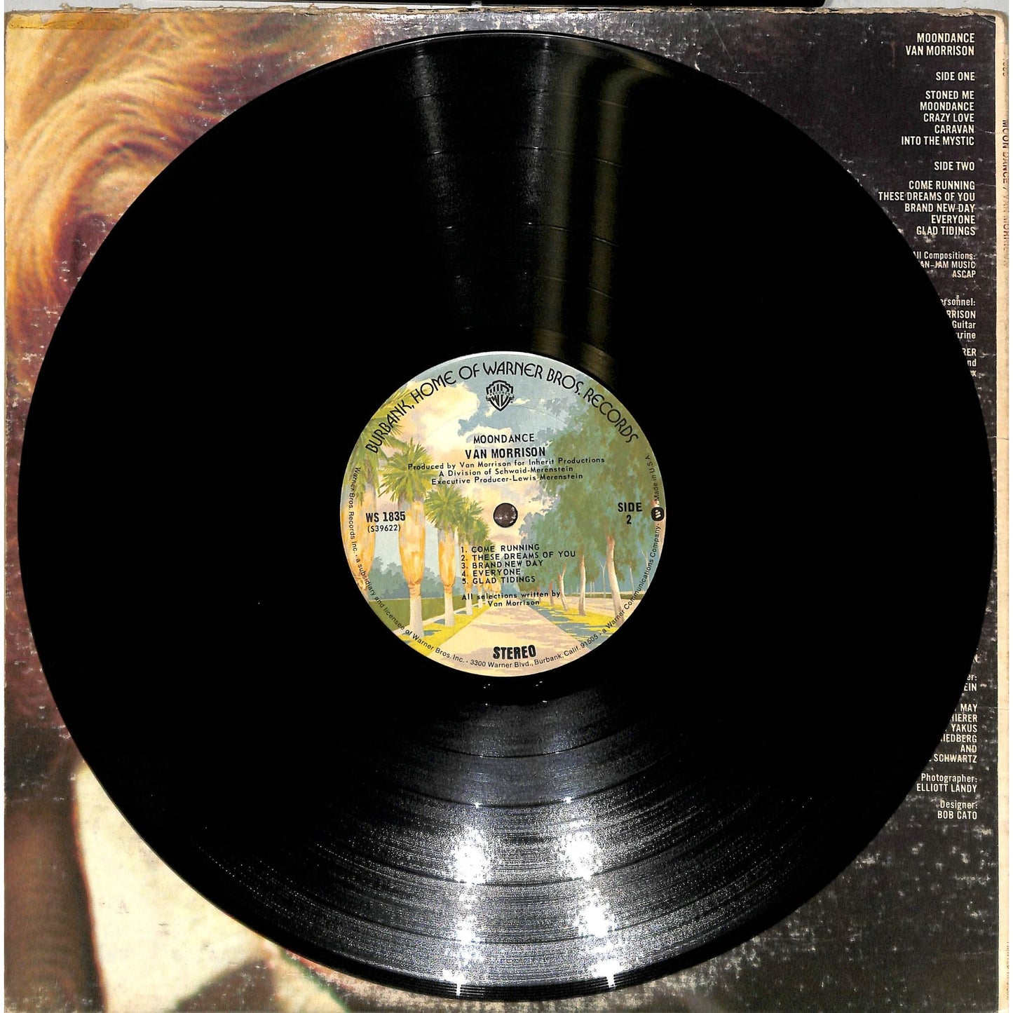 Van Morrison - Moondance (1973 Pitman Repress) Gatefold Vinyl Record WS 1835