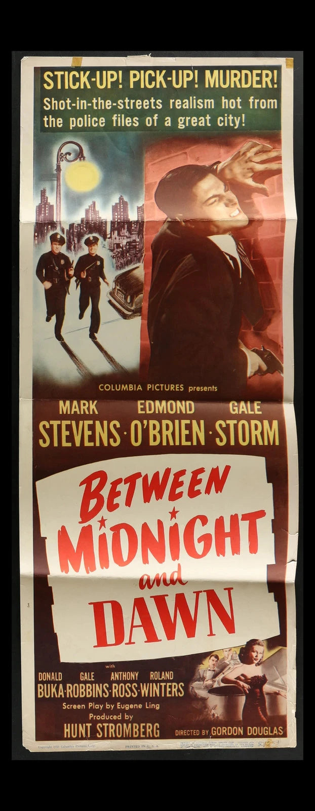 Between Midnight and Dawn (1950) Original Movie Poster Insert 14x36 Film Noir