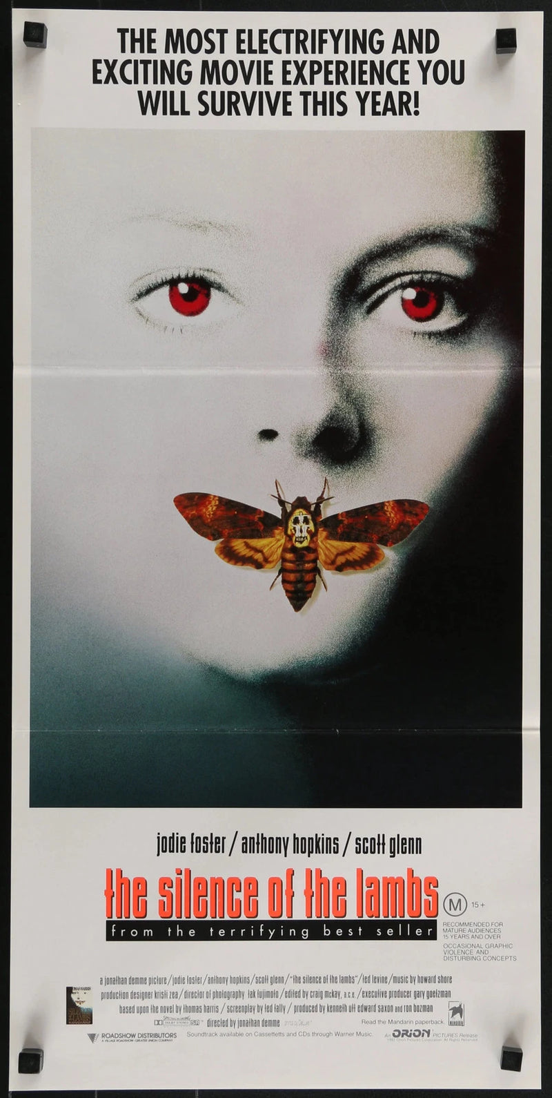The Silence of the Lambs 1991 Australian Daybill Poster 13x27 Hopkins Foster