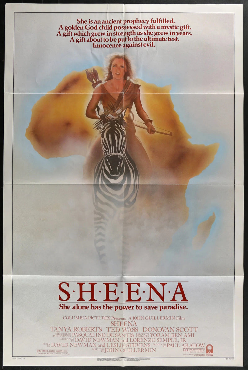 Sheena 1984 Original 27x41 Folded Jungle Adventure Fantasy Poster