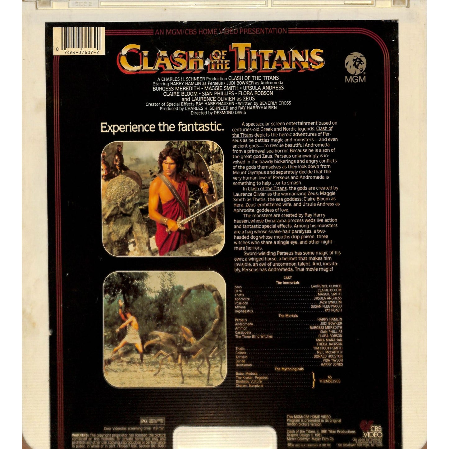 Clash of the Titans (1981) Vintage CED Videodisc TESTED WORKING