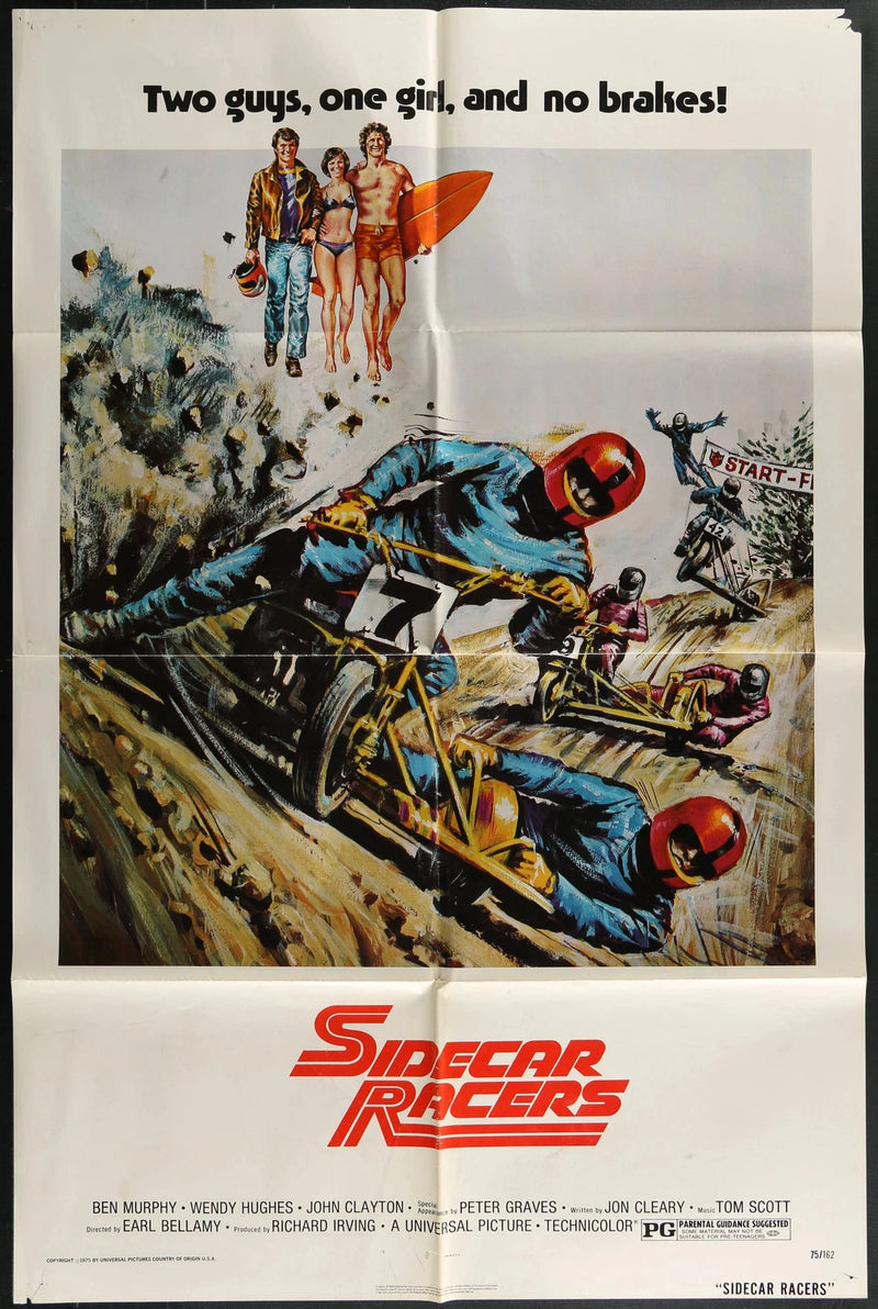 Sidecar Racers (1975) Original Movie Poster One Sheet 27x41 Vintage Motorcycling