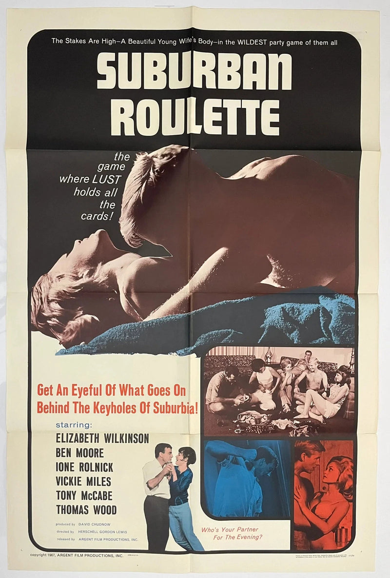 Suburban Roulette 1967 27x41 Folded USA Movie Poster Herschell Gordon Lewis
