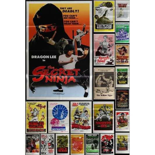 Collection of 31 Kung-Fu Martial Arts Tri-Folded Original Movie Posters