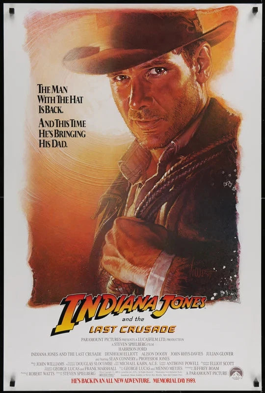 Indiana Jones Last Crusade 1989 Advance One Sheet Poster 27x40.5 Drew Struzan