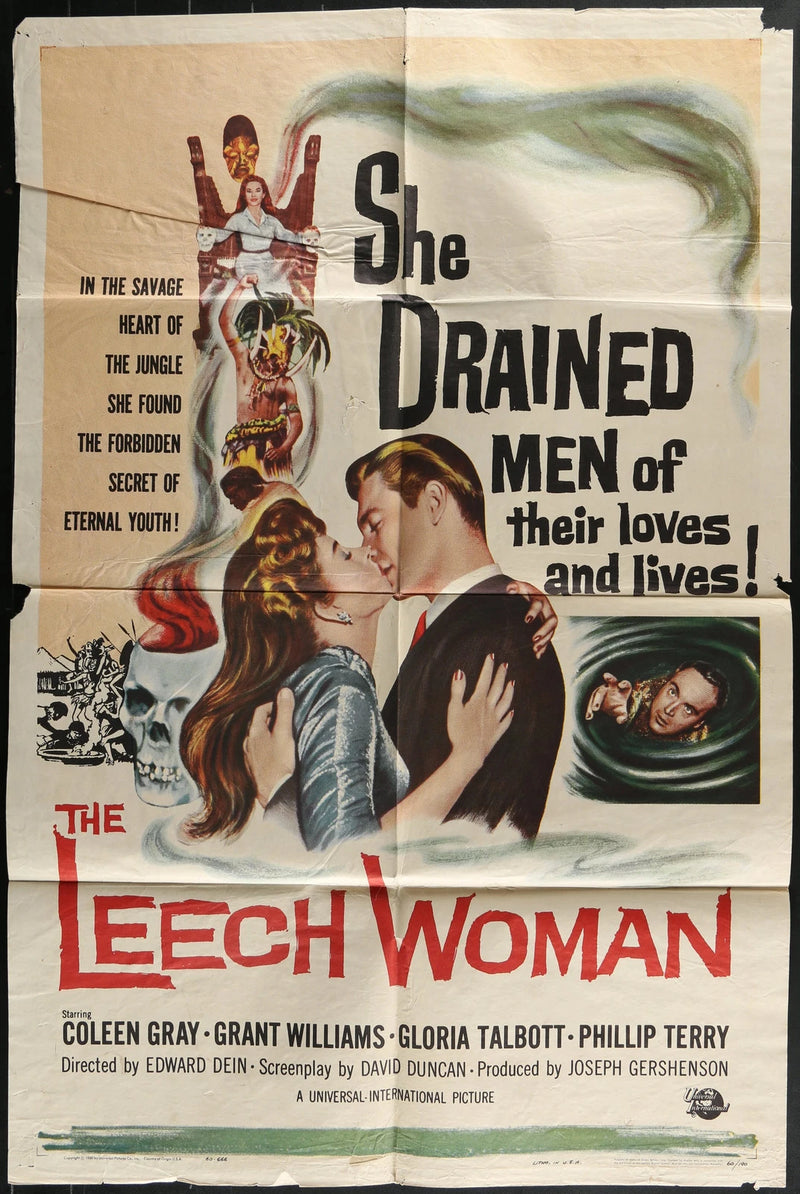 The Leech Woman (1960) Original One Sheet Horror Poster Folded 27x41 Coleen Gray