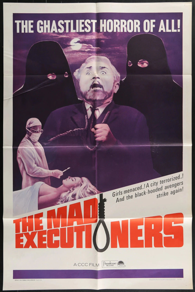 The Mad Executioners (1963) Original One Sheet Horror Poster Folded 27x41