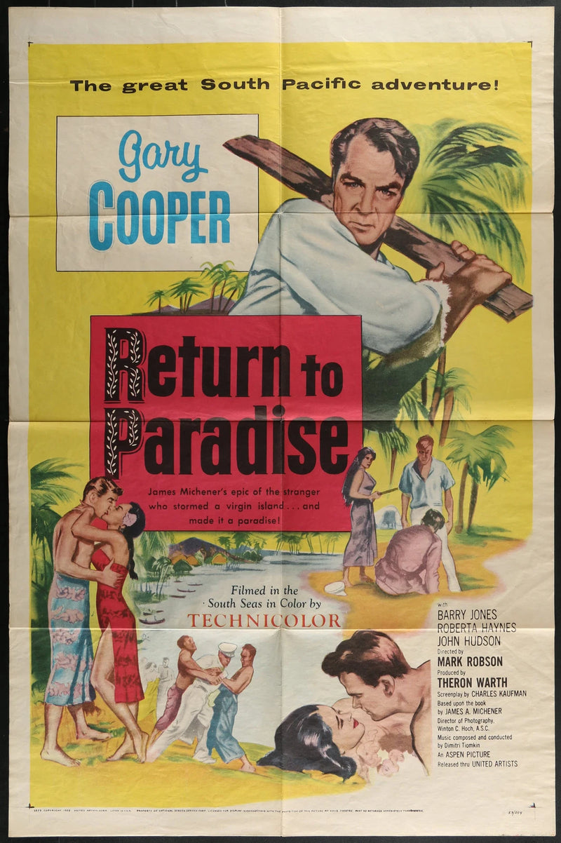 Return to Paradise (1953) Original One Sheet Movie Poster 27x41 Gary Cooper
