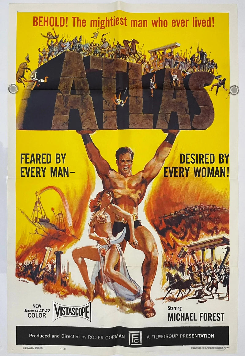 Atlas 1961 27x41 Folded USA One Sheet Movie Poster Michael Forest Roger Corman
