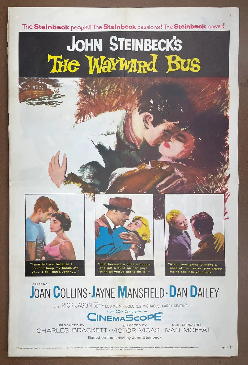 The Wayward Bus 1957 Original US One Sheet Rolled Steinbeck Drama Poster