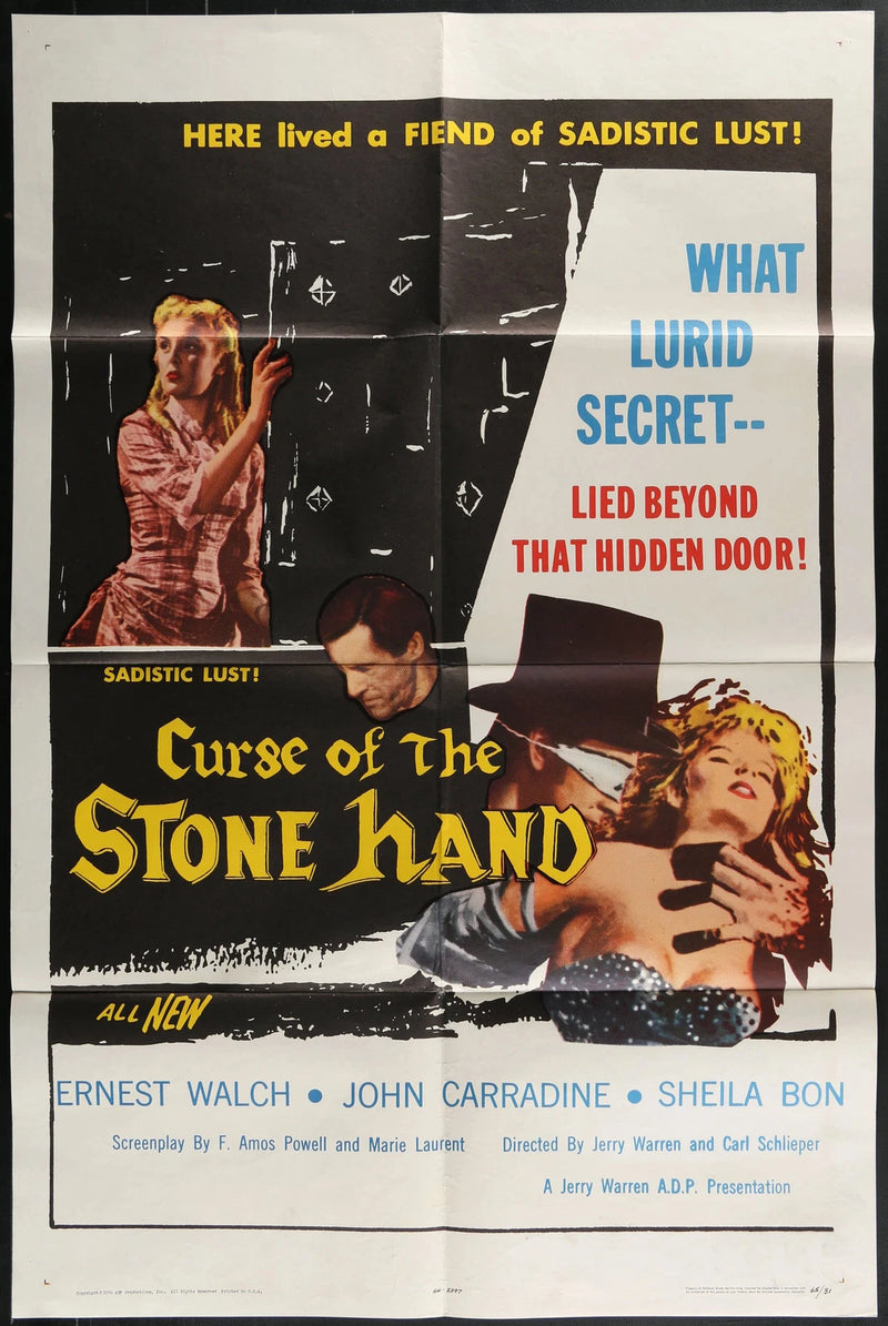 Curse of the Stone Hand (1965) Original Horror Poster Folded 27x41