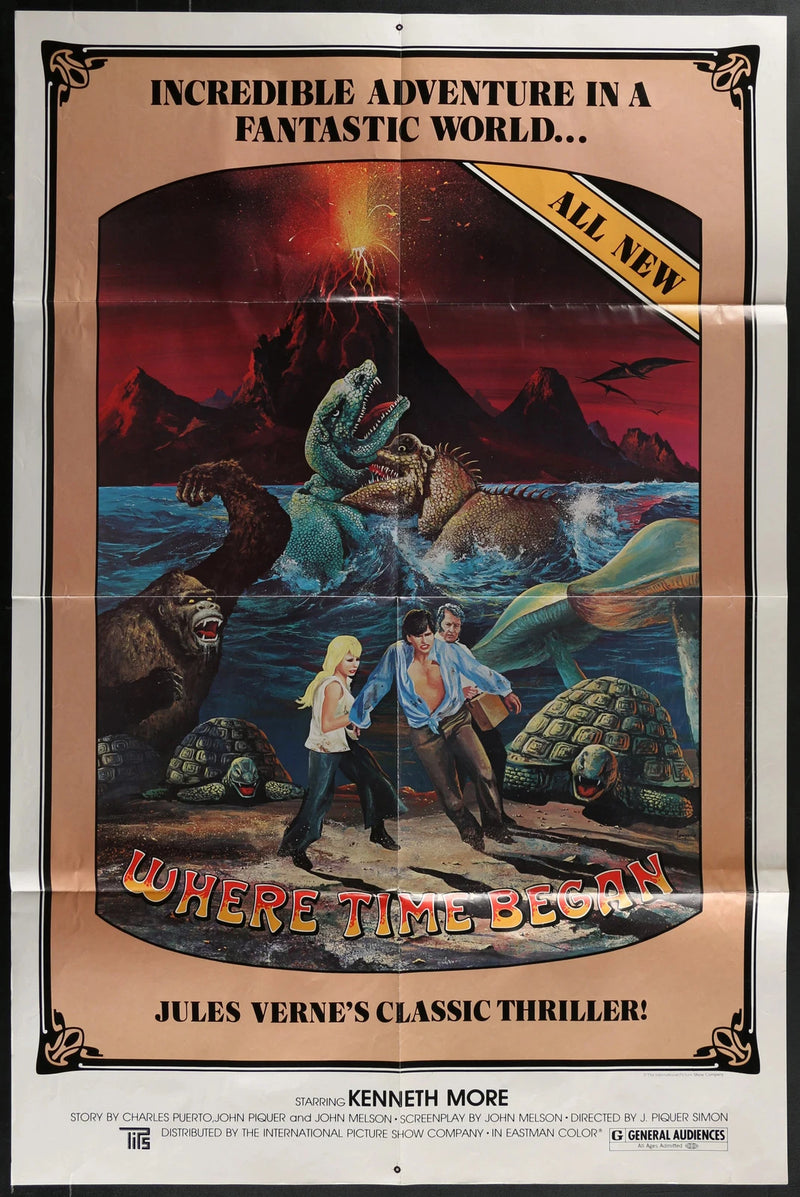 Where Time Began 1977 Jules Verne Sci-Fi Adventure 27x41 Folded Poster