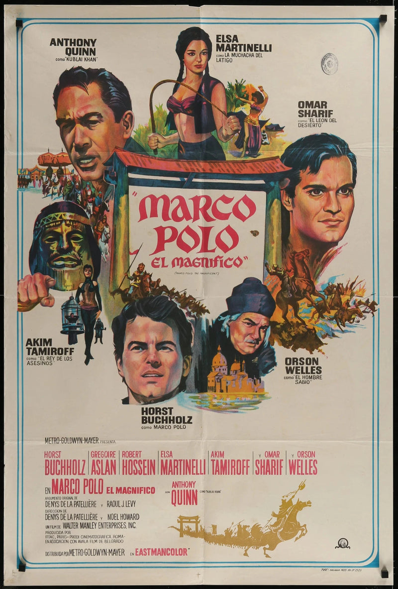 Marco Polo the Magnificent (1965) Argentine Movie Poster Folded 29x44