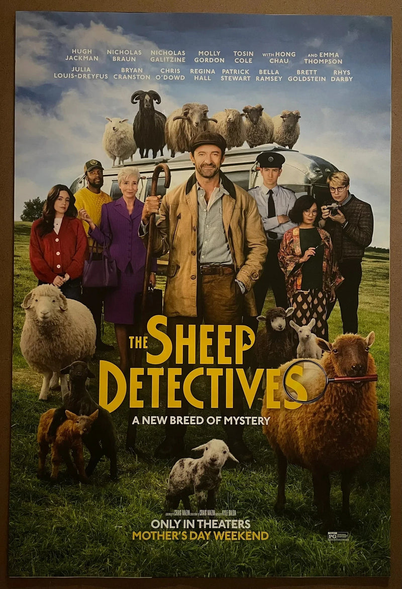 The Sheep Detectives 2025 USA One-Sheet Rolled DS Hugh Jackman Mystery Poster