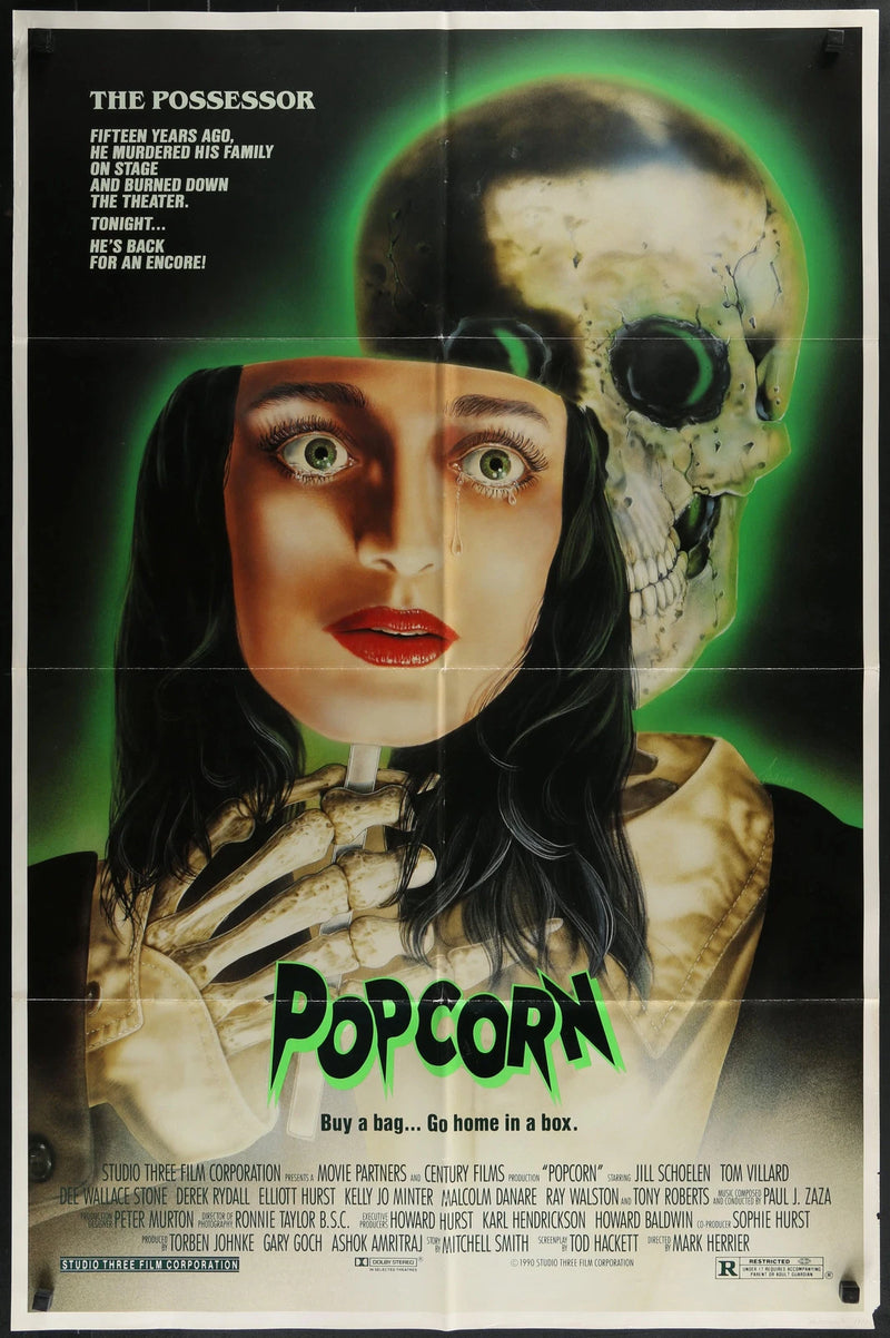 Popcorn Original 1991 1 Sheet Poster Joann Daley Art Cult Horror Possessor Skull