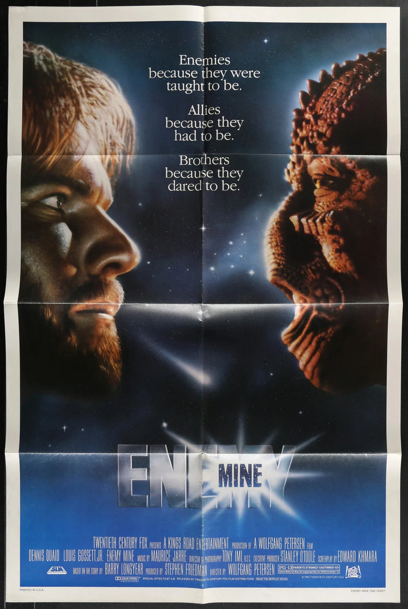 Enemy Mine 1985 Original Sci-Fi Movie Poster 27x41 Folded Dennis Quaid