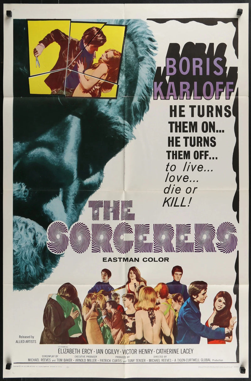 The Sorcerers Original 1967 1 Sheet Poster Boris Karloff Cult Horror Thriller