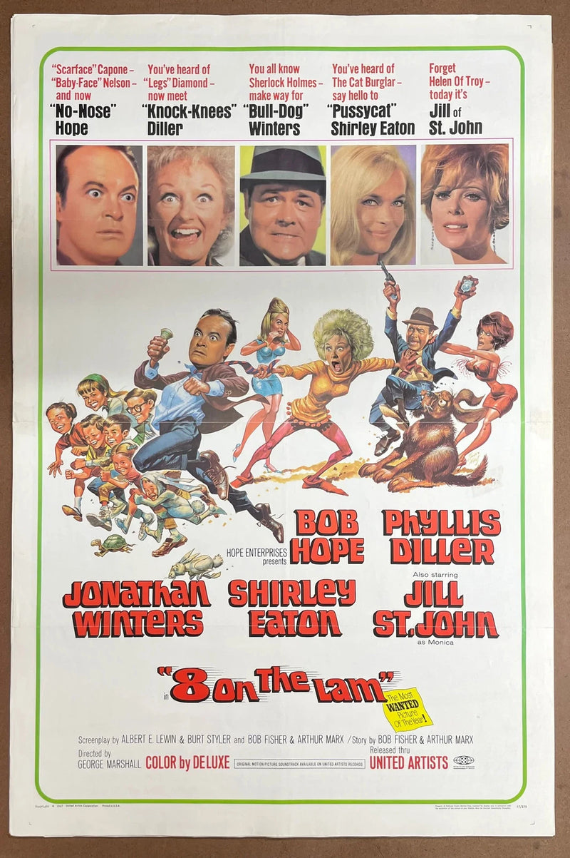 Eight on the Lam 1967 Original US One Sheet Folded Movie Poster Bob Hope