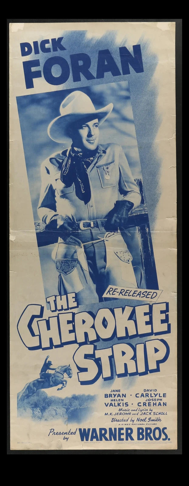 The Cherokee Strip 1937 Rerelease Insert Movie Poster 14x36 Dick Foran Western