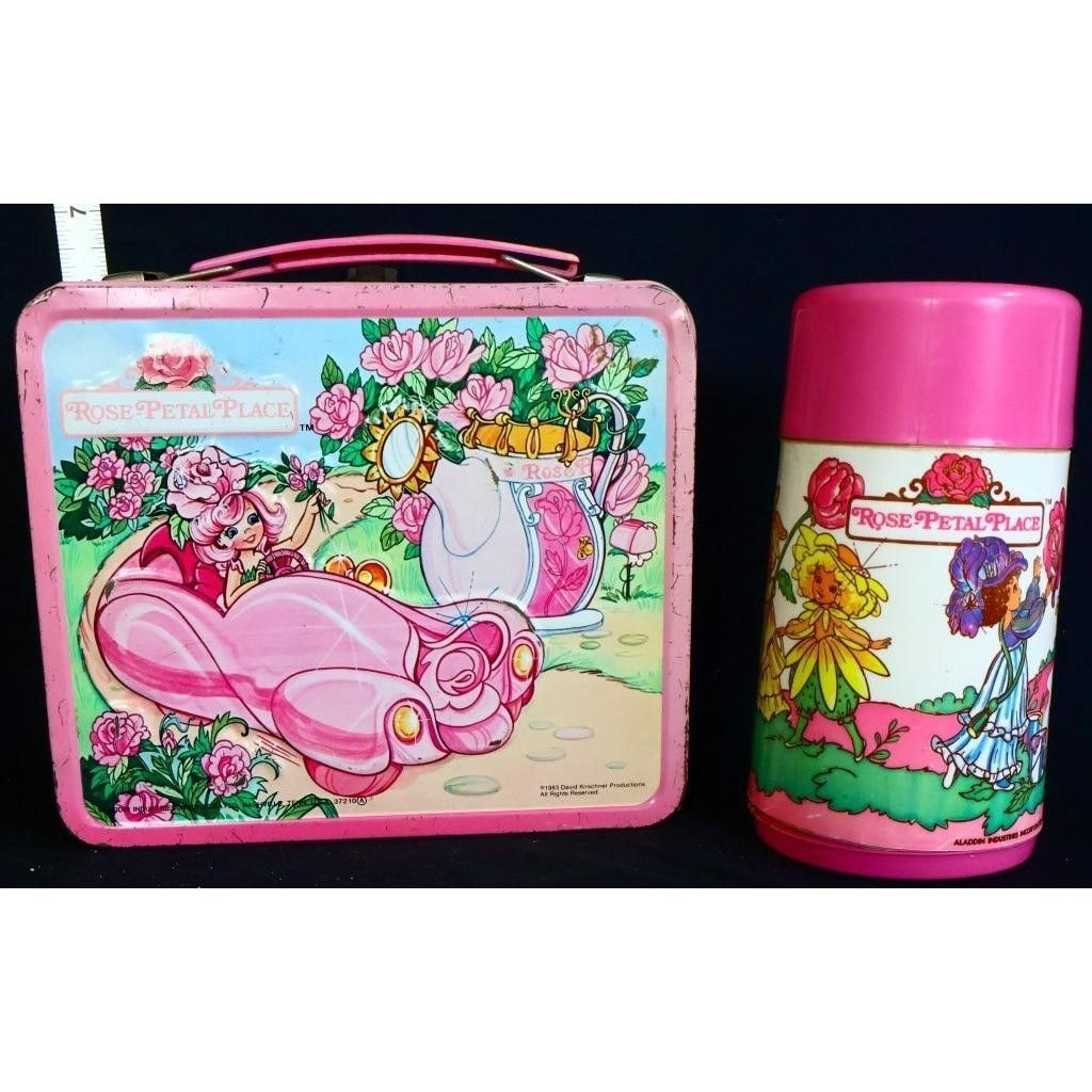 Vintage metal Rose Petal Place lunchbox w/ thermos